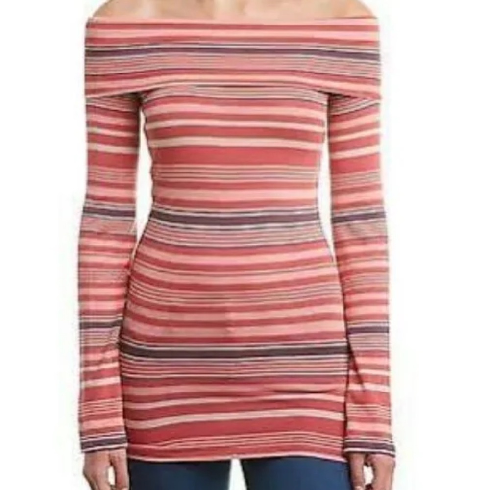 Free People NWT Portland Striped Off The Shoulder Top Medium